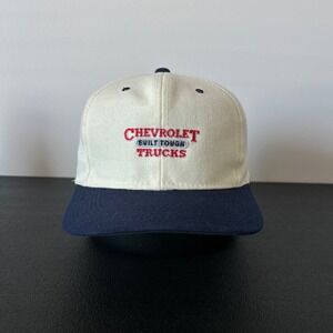 Vintage 90s Chevrolet Trucks Hat Cap Snap Back Adjustable White Blue Chevy Adult